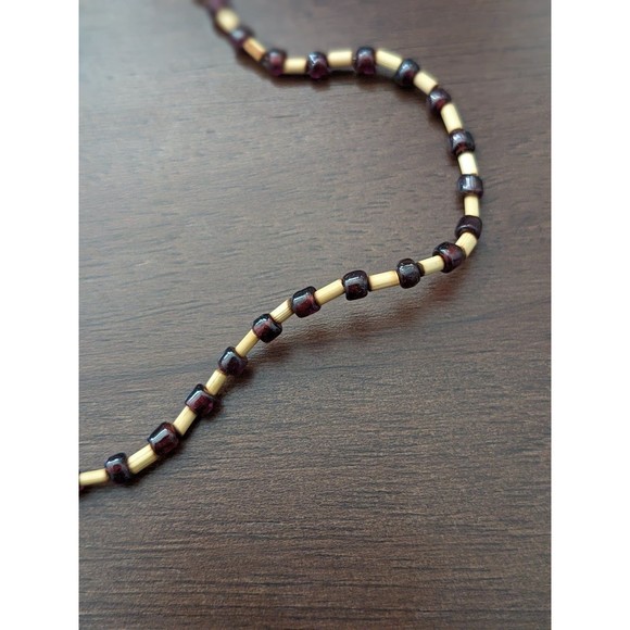 Choker necklace bamboo and garnet - Picture 1 of 3